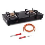 Wonderchef Zest Neo Cooktop | 2 Burners (1 Medium, 1 Small) | Premium Glass Surface | Space Saving Design | Brass Burners | ISI Approved | Free Gas Lighter and Kitchen Knife | 2-Year Warranty