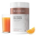 HealthKart hk vitals Skin Radiance Marine Collagen Supplement (Orange,400g) |With Vitamin C,E,Sodium Hyaluronate|For Healthy Skin,Hair & Nails,powder,1 count,25 Servings