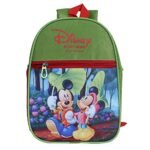 Kuber Industries Disney Mickey & Minnie School Bag|2 Compartment Rexine School Bagpack|School Bag for Kids|School Bags for Girls with Zipper Closure|Small Size (Green)