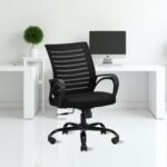 IAFA FURNITURE Diego Office Chair with Height Adjustable Mechanism, Ergonomic Mid-Back Mesh Design |Heavy Duty Metal Base | Multi-Adjustment Revolving Chair (Self Assembly) (Mid Back, Black)