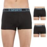 sporto Men’s Solid Cotton Trunk with Soft Elastic Waistband (Pack of 3) Black