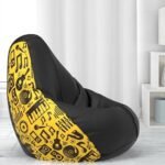 ComfyBean Bag with Beans Filled XL- Official: Jack & Mayers Bean Bags – for Kids – Max User Height : 4 Ft. – Weight : 30 Kgs(Model: Music Life – H – Black Yellow)
