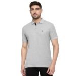 Van Heusen Men’s Solid Regular fit Polo (60032_Grey Melange X-Large)
