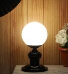 tu casa Metal Table Lamps with Glass Shade for Home Décor, Bedrooms, Living Room, Gifting, Diwali Decoration, Dining Space, Study Room, Restaurants (Height: – 10″) – Bulb not Included