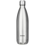 Amazon Brand – Solimo Stainless Steel Insulated Cola Bottle (1000ml) | Superior Durability | 100% Food-Safe | Leak Proof | BPA-Free Cap (Steel Finish)