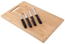 Pigeon by Stovekraft Large Natural Bamboo Wood Chopping Cutting Board & Knife Set for Kitchen Vegetables, Fruits & Cheese, BPA Free, Eco-Friendly, Anti-Microbial (40 x 27 cm) | Brown
