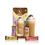 Bevzilla Premium Glass & 25 Flavoured Coffee Sachets/Pouch Box| Butterscotch, Classic, French Vanilla & Turkish Hazelnut Flavour| Preimum Gift Box