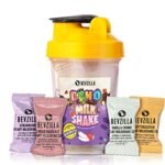 Bevzilla Instant Milkshake Cubes & Bottle Pack 8 Milkshake Cubes (2 Cubes Each Flavour)|Strawberry,Butterscotch,Choco Hazelnut & Vanilla Creme Flavour|Bpa Free Shaker 500 Ml Leak Proof – Silicone