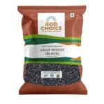 God Choice Organic Farms – Unpolished Black Urad Dal Whole 500gm | Unpolished | Organic Certified | No Pesticides | Chemical Free | Gluten-Free (Pack – 2)