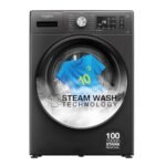 Whirlpool 8 Kg 5 Star Inverter Front Load Fully Automatic Washing Machine with In-Built Heater (XS8014BWME, MidNight Grey, Steam Technology, 100+ Tough Stains, 6th Sense Soft Move)