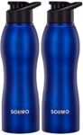 Amazon Brand – Solimo Stainless Steel Sipper Water Bottles | Set of 2 | Spill-Proof | Freezer and Dishwasher Safe | 1L | Blue