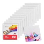Artlicious Canvases for Painting – Pack of 12, 4 x 4 Inch Blank White Canvas Boards – 100% Cotton Art Panels for Oil, Acrylic & Watercolor Paint