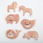 Natural Neem Wood Baby Teether – Handmade Animal Shape Wooden Toy – Non-Toxic, Organic Chew Aid for Teething – Safe for Gums – Biodegradable, Eco-Friendly Gift for Infants & Toddlers (Pack of 6)