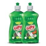 Giffy Green Lime & Active Salt Concentrated Dish Wash Gel, 500ml (Pack of 2)