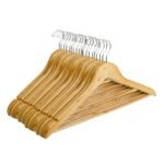SuperGeneriX Premium Solid Wooden Hangers (Pack of 20) | Durable Clothes Hangers with Non-Slip Bar, Cut Notches & 360° Swivel Hook for Heavy Coats, Suits, Shirts & Dresses – Smooth Finish (Beige)