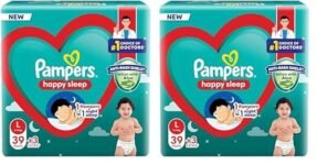 Pampers Happy Sleep Pant Style Baby Diapers, Large (L), 42 Count, 1 Pampers : 1 Night Sleep, with Anti Rash Shield, 9-14 Kg Diapers (Pack of 2)