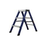 BonKaso 3 Step Ladder | Folding Step Stool for Home, Kitchen, Office & Library | Lightweight Ladder | Anti-Slip Wide Pedal Step Stool (Blue – 88h x 46w CMs)