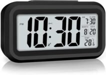 AERYS Digital Alarm Clock with Automatic Sensor, Date and Temperature Display, Table Clock for Students, Home, Office, Corporate Use (Black Digital)