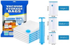 XBEY Space Saver Compression Sealer with Manual Pump Hanging Travel Storage Vacuum Bags(Pack of 5)