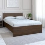 Nilkamal Arthur Double Bed Without Storage | Engineered Wood | Knock Down | Contemporary Design | Walnut