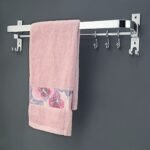 Gloxy Enterprise 24 Inch Wall Mounted Stainless Steel Bathroom Towel Hanger – Space-Saving – Durable Bathroom Accessories and Fittings – Easy Installation- (24 Inch, Chrome, Foldable)