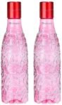 Floraware Food Grade Premium Plastic Fridge Mosaic Water Bottle, BPA Free | 100% Leak Proof | Office Bottle | Gym Bottle | Home | Kitchen | Travel Bottle Drinking Bottle, 1000ml Pack of 2, Pink