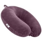 CRAE Travel Neck Pillow for Men & Women | Soft Fibre Cushion for Flight, Car & Train | Soft Velvet Fabric with Attachable Snap Strap | Cervical Support for Neck Pain Relief.Pack of 1(Mouving Mauve)