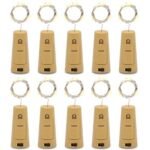One94Store 20 Led Wine Bottle Cork Copper Wire String Lights,2M Battery Operated (Warm White,Pack of 10) 2 Meters