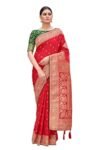 Monjolika Fashion Women’s Woven Silk Saree With Blouse Piece (4504_Color) (Red)