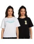 Amazon Brand – Symbol Women’s Oversized Fit T-Shirt (AW23-SYM-WTE-201_Black-White M)