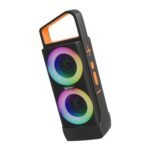 pTron Fusion Saga 20W Bluetooth Speaker with Punchy Stereo Sound, RGB Lights, Metal Grills, 8H Playtime, TWS Feature & Multi-Compatibility Modes-BT5.1/Aux/TF Card/USB (Black/Orange)