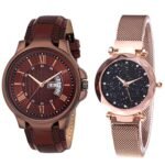 Shocknshop Analogue Men’s & Women’s Watch (Pack Of 2, Brown Dial & Strap , Leather)