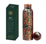KC Pure Copper Designer Water Bottle with Leak Proof Protection, Ayurveda and Yoga Health Benefits (1000ml, 1Unit) With Lacqure Coating