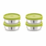 STEELLOCK Flex Stainless Steel Containers Size Slim 350ml x 4 (Green)
