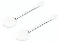 SignoraWare Kitchen Tools Stainless Steel(Food Grade) Heavy Gauge(1.2 MM) Elite Skimmer/Poni/Deep Fry Jhara/Jharni No.7 for Frying and Straining Puris/Nuggets/Rice/Pakodas (Size 45 cm) Set/2