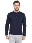 Ap’pulse Men’s Long Sleeve Mandarid Collar Tshirt Navy