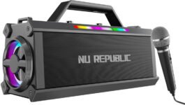 Nu Republic Sonicpop 1200 with Upto 18 Hrs Playtime, X-Bass, 3×1 Powerful Dynamic Drivers 60 W Bluetooth Speaker(Black, Stereo Channel)