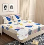BSB HOME Glace Cotton Elastic Fitted Bedsheets with 2 Pillow Covers Double Bed All Around Elastic Sheet Size – 72 x 78 +10 inches, Pista Color 180 tc – 200 tc