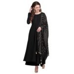 Reemc Enterprise Women’s Solid Crepe Kurta & Dupatta Set – Readymade Straight-Cut Kurti with Lightweight Matching Dupatta (in, Alpha, 4XL, Regular, Standard, PP Priyanka_ASMANI-Black)