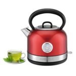 Hafele Dome Plus 2200W, 240V Electric Stainless Steel Kettle with Spout Cover with Analogue Temperature Display, Detachable Micro-Mesh Filter for Lime Scale Filtering, Easy Cleaning (1.7 L, Red)