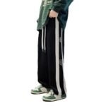 Mack Jonney Men’s Black Striped Track Pants – XL, Multi-Sport, Summer, Loose Fit, Zipper, Elastic Waistband, Breathable, Cotton Blend, Mid Rise, Straight Leg, Machine Wash, Standard Length