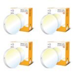 wipro Garnet Plastic 12W Rimless Round CCT Surface Panel|Colour Changing Panel|Warm White, Neutral White, Cool White|Elegant Rimless Design|Surface Mounted LED Downlighter for Ceiling|Pack of 4