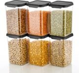 E-COSMOS Plastic Square Container Set for Kitchen Storage – 1100ml Containers | Unbreakable | Container & Container Set (Pack Of 6)
