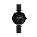 TIMEX Analog Watch for Women with Grey Round Dial & Black Stainless Steel Bracelet Band Water Resistant Women’s Wrist Watches – TW000X221