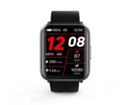 GOQii Smart Vital Ultra Smartwatch Jet Black 1.78” AMOLED 368×448 & 2.5D Cureved Display with 10 Days Battery SPO2 & Real-Time Heart Rate Tracking, IPX68 Waterproof with 3 Months Personal Coaching