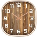 Star Work Analog 67 cm X 32.5 cm Wall Clock(Brown, With Glass, Standard)