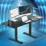 The Sleep Company – Adjustable Desk | Sit-Stand Ergonomic Table | Electric Height Adjustable Desk for Laptop | Work from Home Desk with Memory Preset Controller | 1600 x 700 Top | Black Color