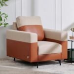 Home Centre 1 Seater Andes Fabric Sofa| Fabric Sofa| (Brown) |Two Year Warranty