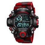 Acnos Polyurethane Premium Brand – A Digital Watch Shockproof Multi-Functional Automatic 5 Color Army Strap Waterproof Digital Sports Watch For Men, Boys Pack Of 1(1.Red),Black Dial,Multi-Color Band
