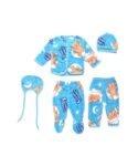 BONUM Newborn Baby Winter Clothing Set (Pack of 5) | Warm & Soft Cartoon Printed Outfits for Baby Boys & Girls | Infant Winter Wear